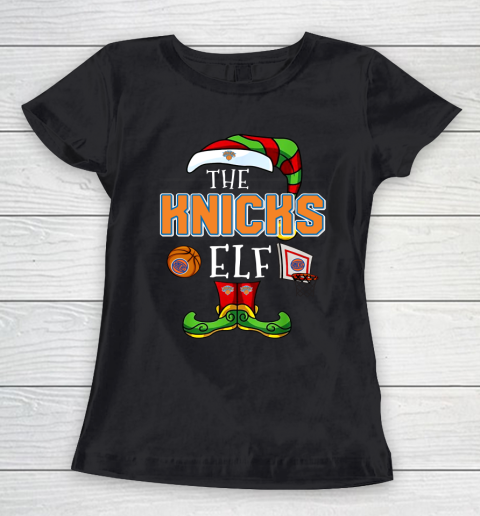 New York Knicks Christmas ELF Funny NBA Women's T-Shirt