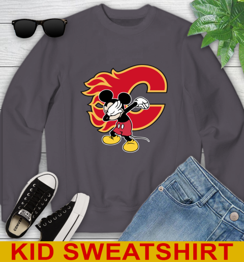 Calgary Flames NHL Hockey Dabbing Mickey Disney Sports Youth Sweatshirt 6