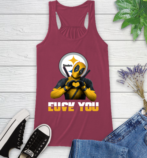 NHL Pittsburgh Steelers Deadpool Love You Fuck You Football Sports Racerback Tank 7