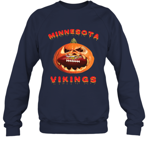 NFL Minnesota Vikings Halloween Pumpkin Football Sports WMkl0GTD4tY sweatshirt 35 95 151514 front navy