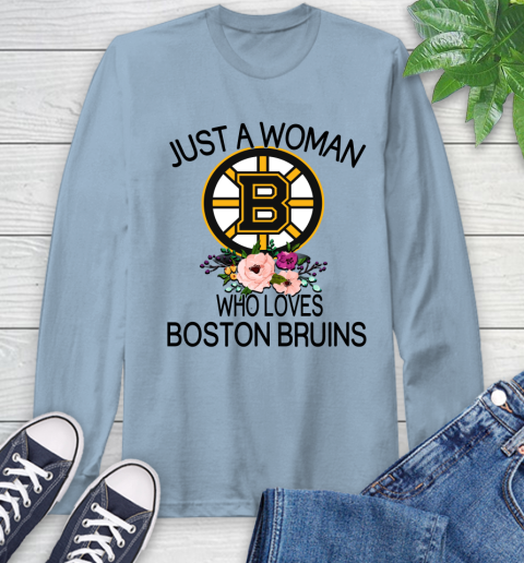 NHL Just A Woman Who Loves Boston Bruins Hockey Sports Long Sleeve T-Shirt 6