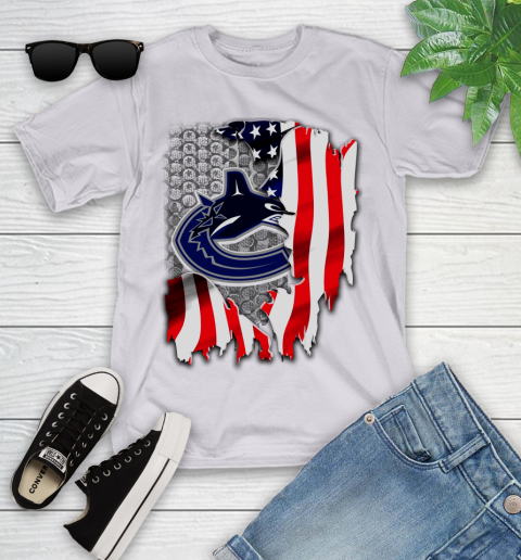 Vancouver Canucks NHL Hockey American Flag Youth T-Shirt 4