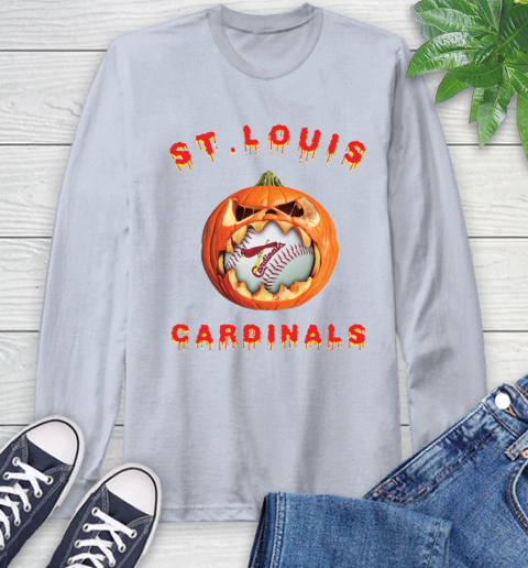 MLB St.Louis Cardinals Halloween Pumpkin Baseball Sports Long Sleeve T-Shirt 6