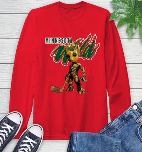 Minnesota Wild NHL Hockey Groot Marvel Guardians Of The Galaxy Long Sleeve T-Shirt 10