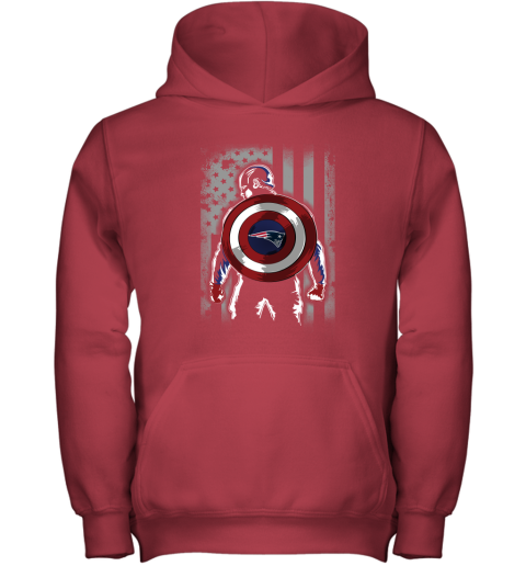 NFL New England Patriots Captain America Marvel Flag Football Sports 4KpISZ4WrxG youth hoodie 43 95 151514 front red