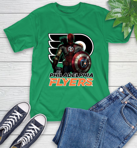 NHL Captain America Thor Spider Man Hawkeye Avengers Endgame Hockey Philadelphia Flyers T-Shirt 7