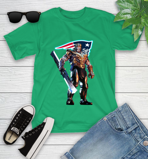 NFL Thanos Gauntlet Avengers Endgame Football New England Patriots Youth T-Shirt 6