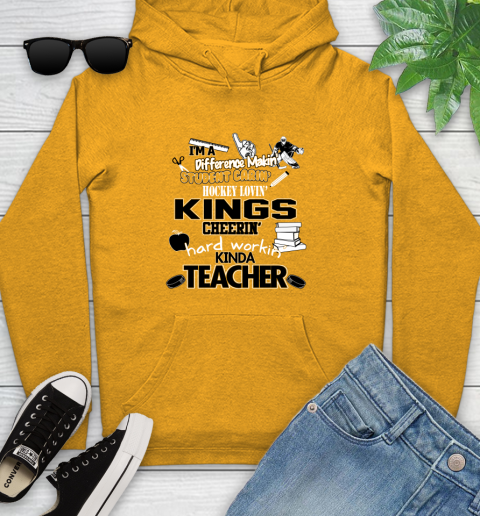 Los Angeles Kings NHL I'm A Difference Making Student Caring Hockey Loving Kinda Teacher Youth Hoodie 2