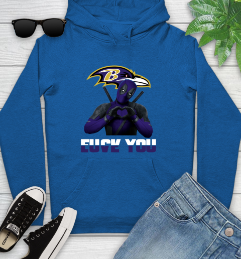 NHL Baltimore Ravens Deadpool Love You Fuck You Football Sports Youth Hoodie 11