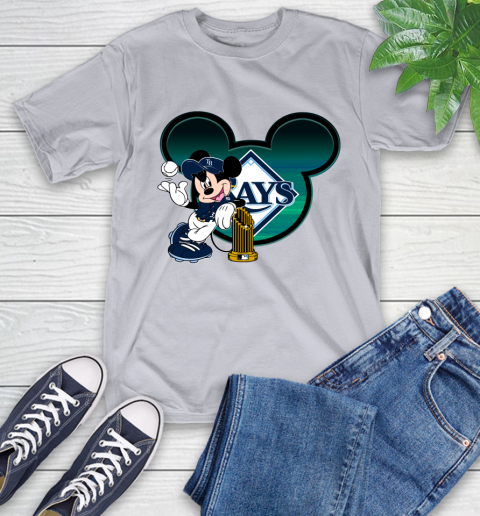 MLB Tampa Bay Rays The Commissioner's Trophy Mickey Mouse Disney T-Shirt 7 MLB Tampa Bay Rays The Commissioner's Trophy Mickey Mouse Disney T-Shirt - Image 7
