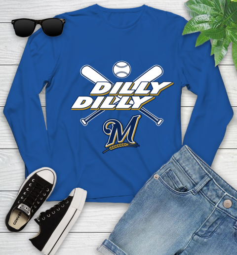 MLB Milwaukee Brewers Dilly Dilly Baseball Sports Youth Long Sleeve 9