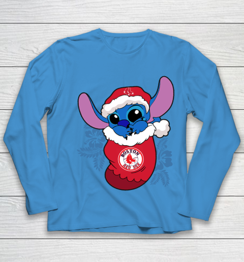 Boston Red Sox Christmas Stitch In The Sock Funny Disney MLB Youth Long Sleeve 7