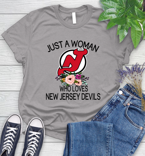 NHL Just A Woman Who Loves New Jersey Devils Hockey Sports Women's T-Shirt 3