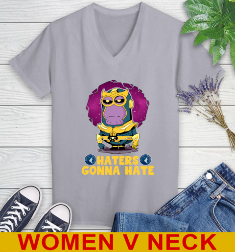 NBA Basketball Minnesota Timberwolves Haters Gonna Hate Thanos Minion Marvel Shirt Women's V-Neck T-Shirt 5