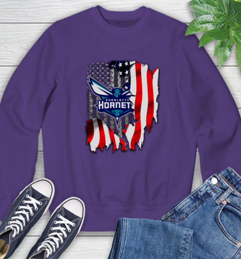 Charlotte Hornets NBA Basketball American Flag Sweatshirt 4