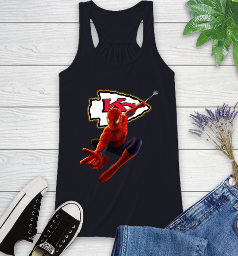 NFL Spider Man Avengers Endgame Football Kansas City Chiefs Racerback Tank 10
