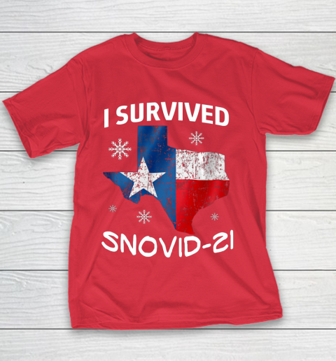 Snowstorm Texas 2021 I Survived Snovid 21 Snow Ice Outage Youth T-Shirt 7