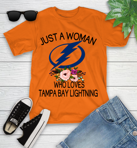 NHL Just A Woman Who Loves Tampa Bay Lightning Hockey Sports Youth T-Shirt 4