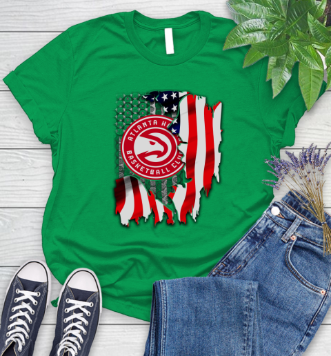 Atlanta Hawks NBA Basketball American Flag Women's T-Shirt 9