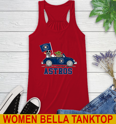 MLB Baseball Houston Astros Darth Vader Baby Yoda Driving Star Wars Shirt Racerback Tank 6