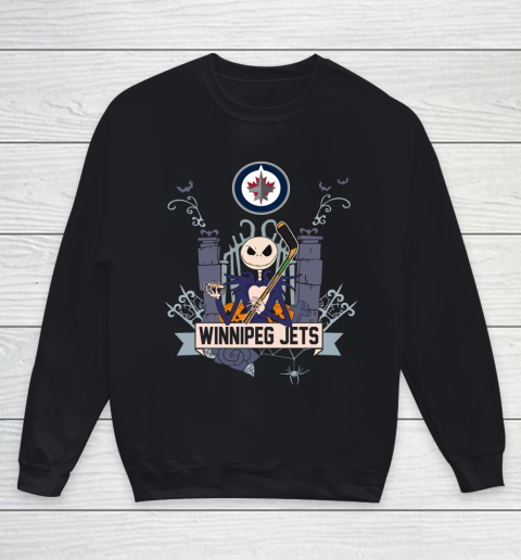 NHL Winnipeg Jets Hockey Jack Skellington Halloween Youth Sweatshirt