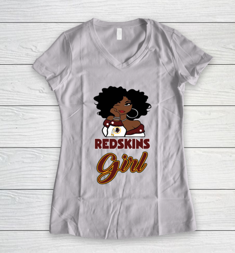 Washington Redskins Girl NFL Women's V-Neck T-Shirt 2
