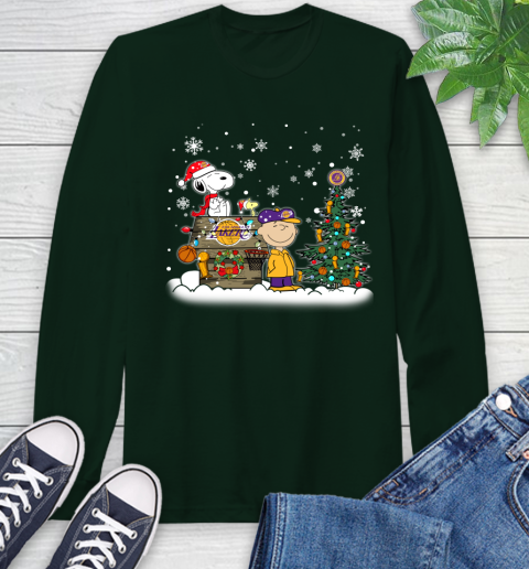 Los Angeles Lakers NBA Basketball Christmas The Peanuts Movie Snoopy Championship Long Sleeve T-Shirt 7