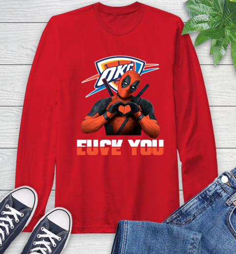 NBA Oklahoma City Thunder Deadpool Love You Fuck You Basketball Sports Long Sleeve T-Shirt 11