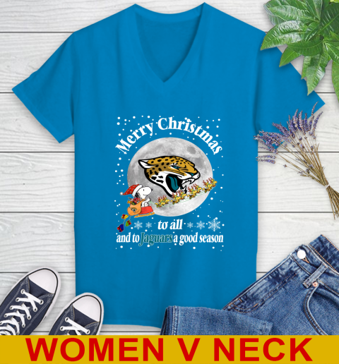 Jacksonville Jaguars Merry Christmas To All And To Jaguars A Good Season NFL Football Sports Women's V-Neck T-Shirt 7