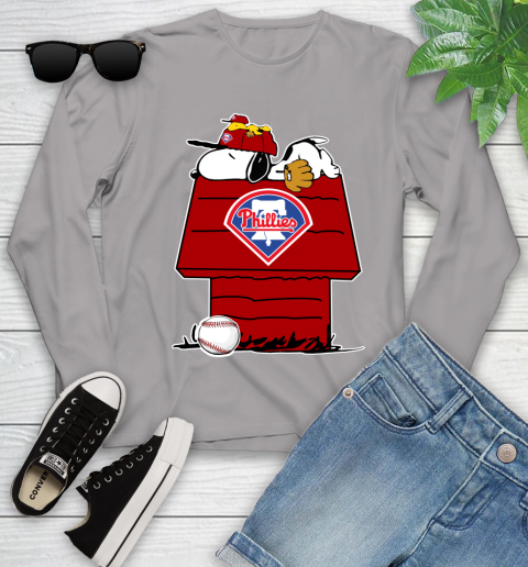 MLB Philadelphia Phillies Snoopy Woodstock The Peanuts Movie Baseball T Shirt_000 Youth Long Sleeve 5