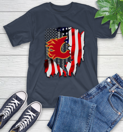 Calgary Flames NHL Hockey American Flag T-Shirt 3