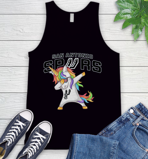 San Antonio Spurs NBA Basketball Funny Unicorn Dabbing Sports Tank Top 2