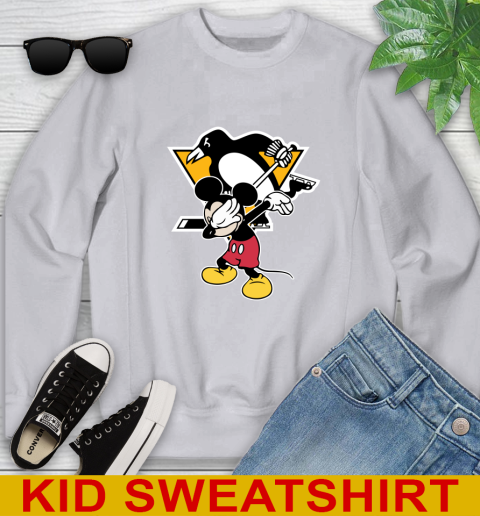 Pittsburgh Penguins NHL Hockey Dabbing Mickey Disney Sports Youth Sweatshirt 4