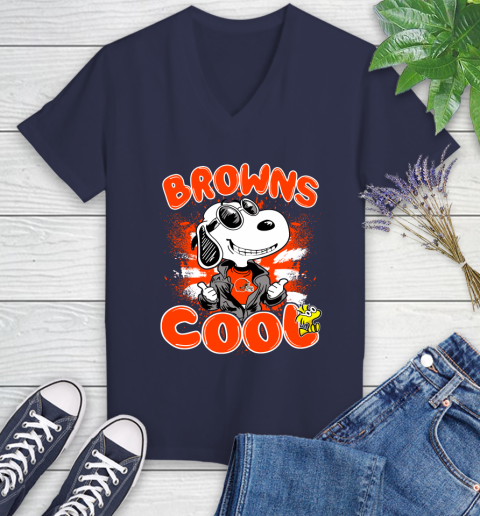 NFL Football Cleveland Browns Cool Snoopy Shirt Women's V-Neck T-Shirt 10