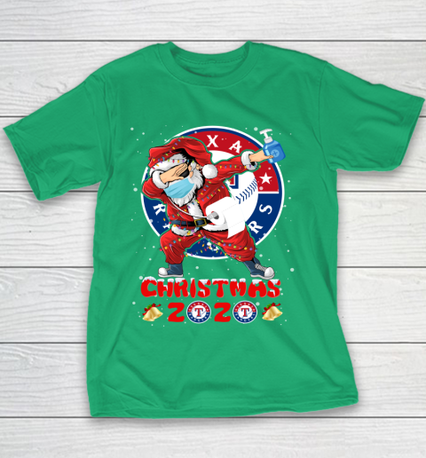 Texas Rangers Funny Santa Claus Dabbing Christmas 2020 MLB Youth T-Shirt 3