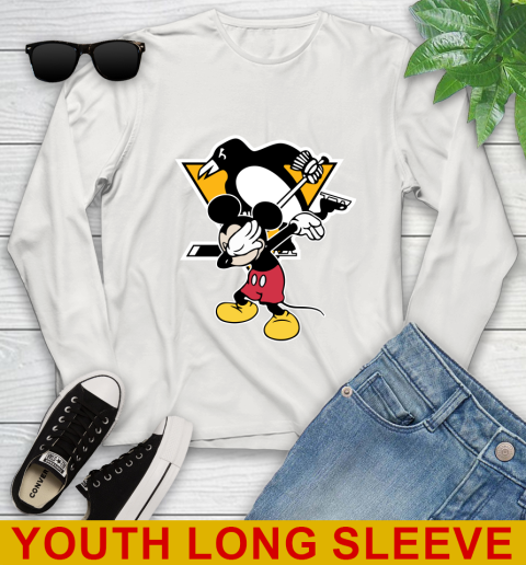 Pittsburgh Penguins NHL Hockey Dabbing Mickey Disney Sports Youth Long Sleeve 12