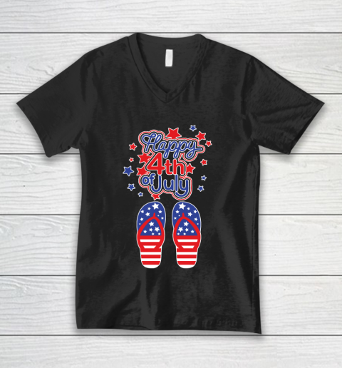 July 4th USA Independence Flip Flap V-Neck T-Shirt