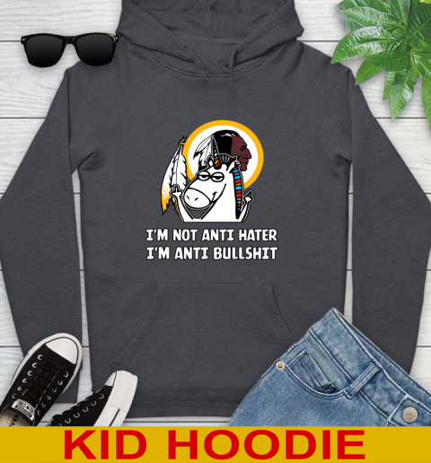 Washington Redskins NFL Football Unicorn I'm Not Anti Hater I'm Anti Bullshit Youth Hoodie 9