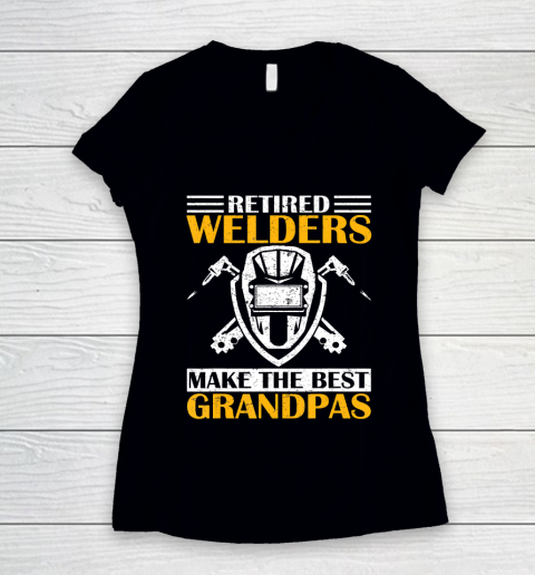 GrandFather gift shirt Retired Welder Welding Make The Best Grandpa Retirement Gift T Shirt Women's V-Neck T-Shirt