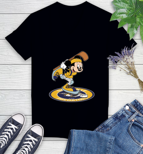 NHL Hockey Nashville Predators Cheerful Mickey Disney Shirt Women's V-Neck T-Shirt