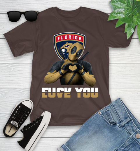 NHL Florida Panthers Deadpool Love You Fuck You Hockey Sports Youth T-Shirt 7