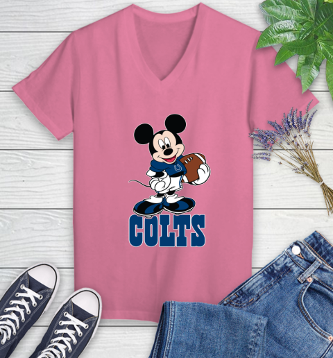 NFL Football Indianapolis Colts Cheerful Mickey Mouse Shirt Women's V-Neck T-Shirt 11