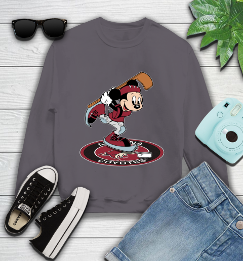 NHL Hockey Arizona Coyotes Cheerful Mickey Disney Shirt Youth Sweatshirt 5