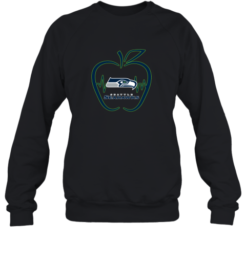 Apple Heartbeat Teacher Symbol Seattle Seahawks Sweatshirt