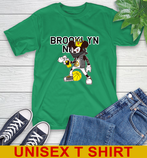 Brooklyn Nets NBA Basketball Mickey Peace Sign Sports T-Shirt - Image 8
