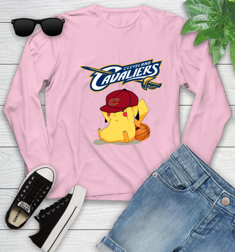 NBA Pikachu Basketball Sports Cleveland Cavaliers Youth Long Sleeve 10