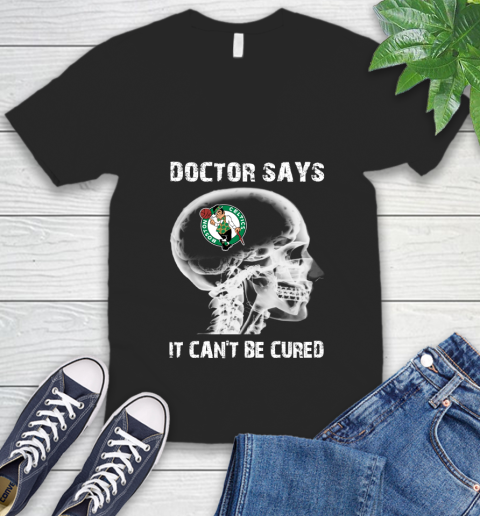 Nba Boston Celtics Basketball Skull It Can T Be Cured Shirt V Neck