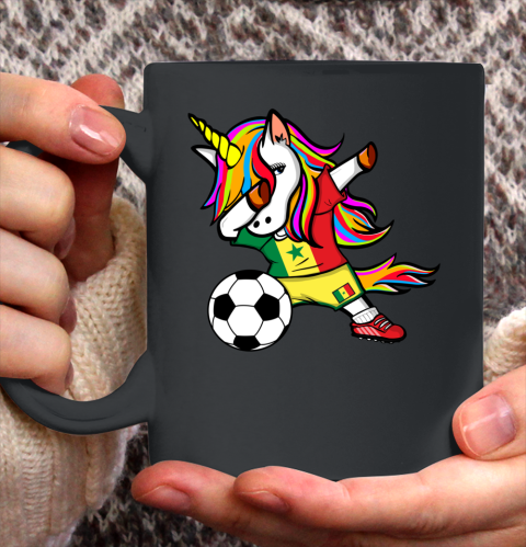 Dabbing Unicorn Senegal Football Senegalese Flag Soccer Ceramic Mug 11oz