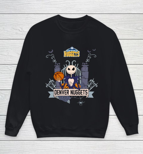 NBA Denver Nuggets Basketball Jack Skellington Halloween Youth Sweatshirt