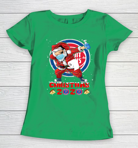 Detroit Pistons Funny Santa Claus Dabbing Christmas 2020 NBA Women's T-Shirt 5